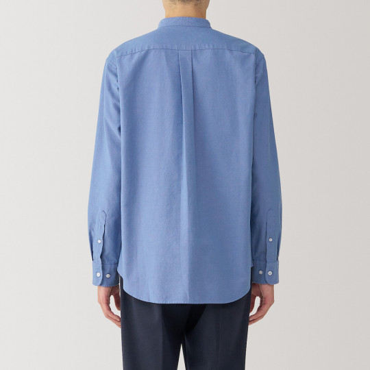 Koszula z bawełny oxford ze stójką niebieska