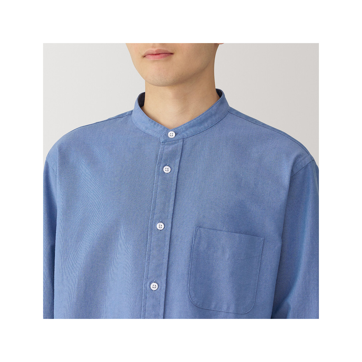 Koszula z bawełny oxford ze stójką niebieska