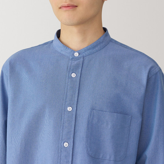 Koszula z bawełny oxford ze stójką niebieska