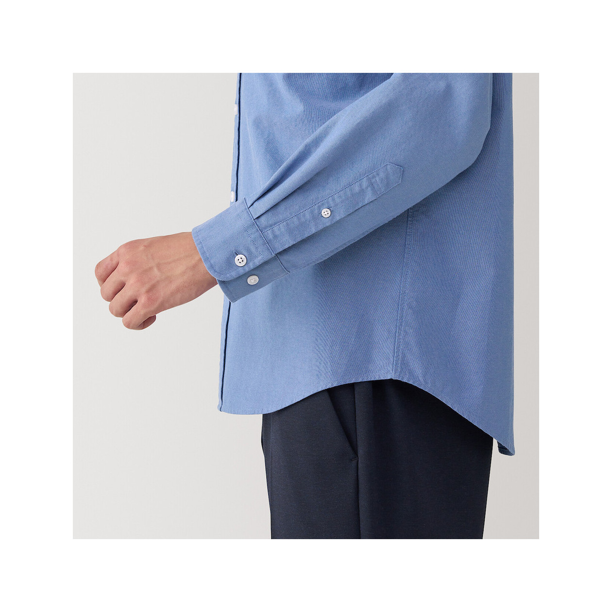 Koszula z bawełny oxford ze stójką niebieska