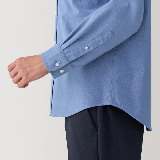 Koszula z bawełny oxford ze stójką niebieska