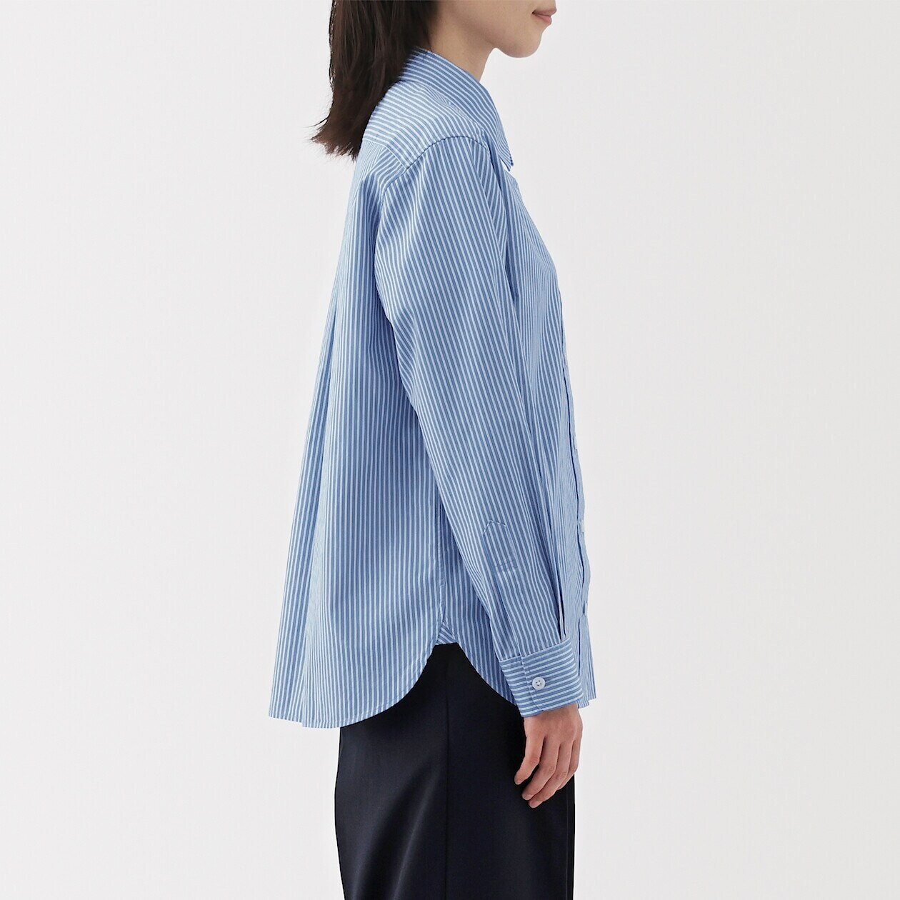 Koszula z bawełny organicznej w paski niebieska