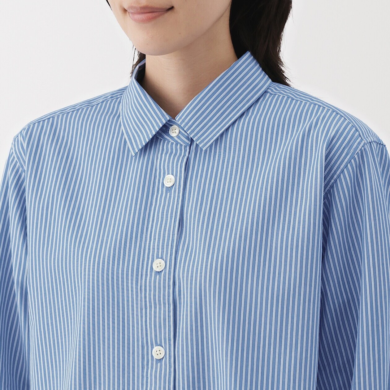 Koszula z bawełny organicznej w paski niebieska