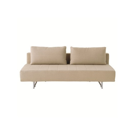 Beżowa, rozkładana sofa w lnianym pokrowcu 194 x 100 x 63cm