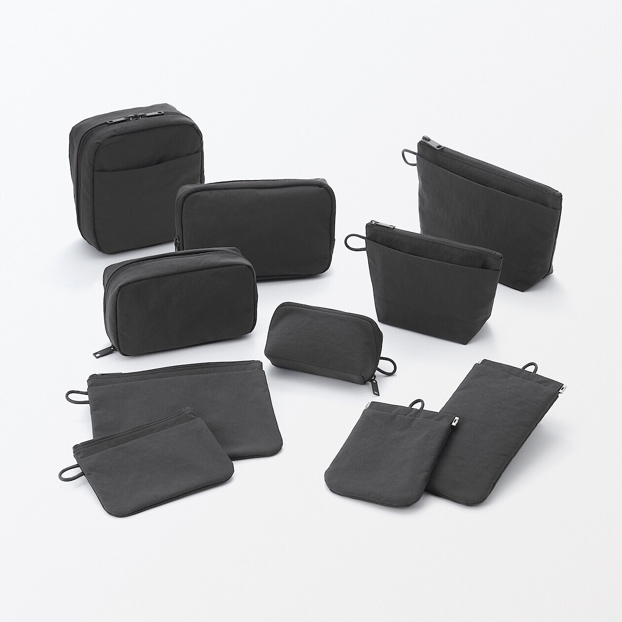 Kosmetyczka nylonowa płaska grafitowa S