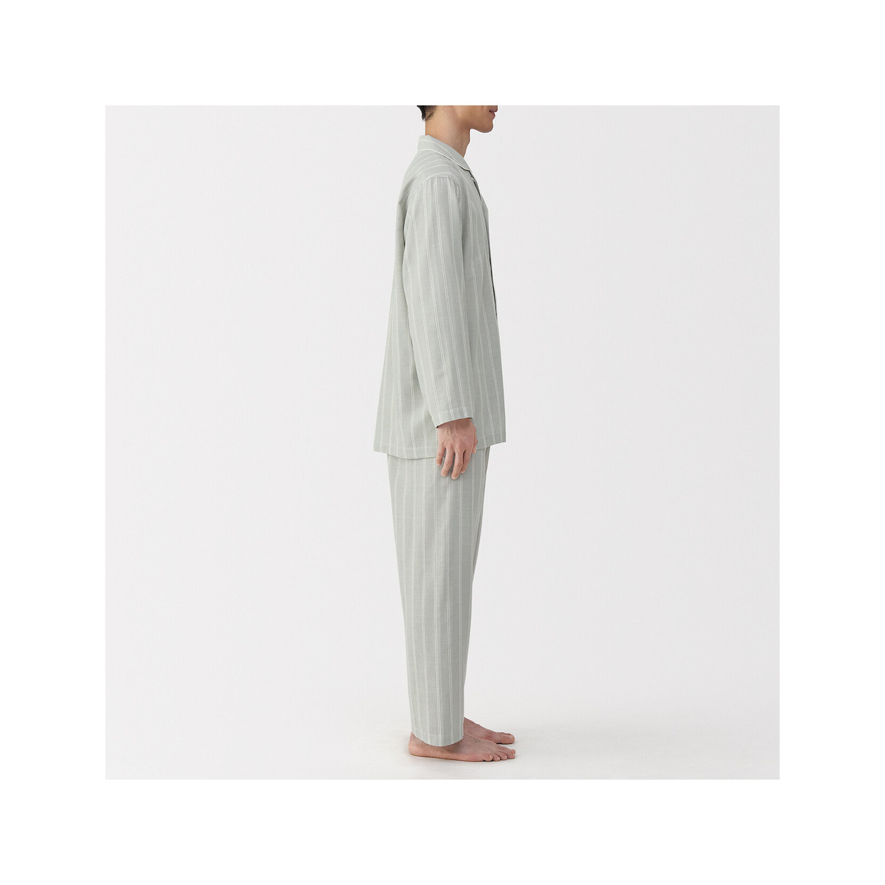 Piżama męska double gauze w paski zielona