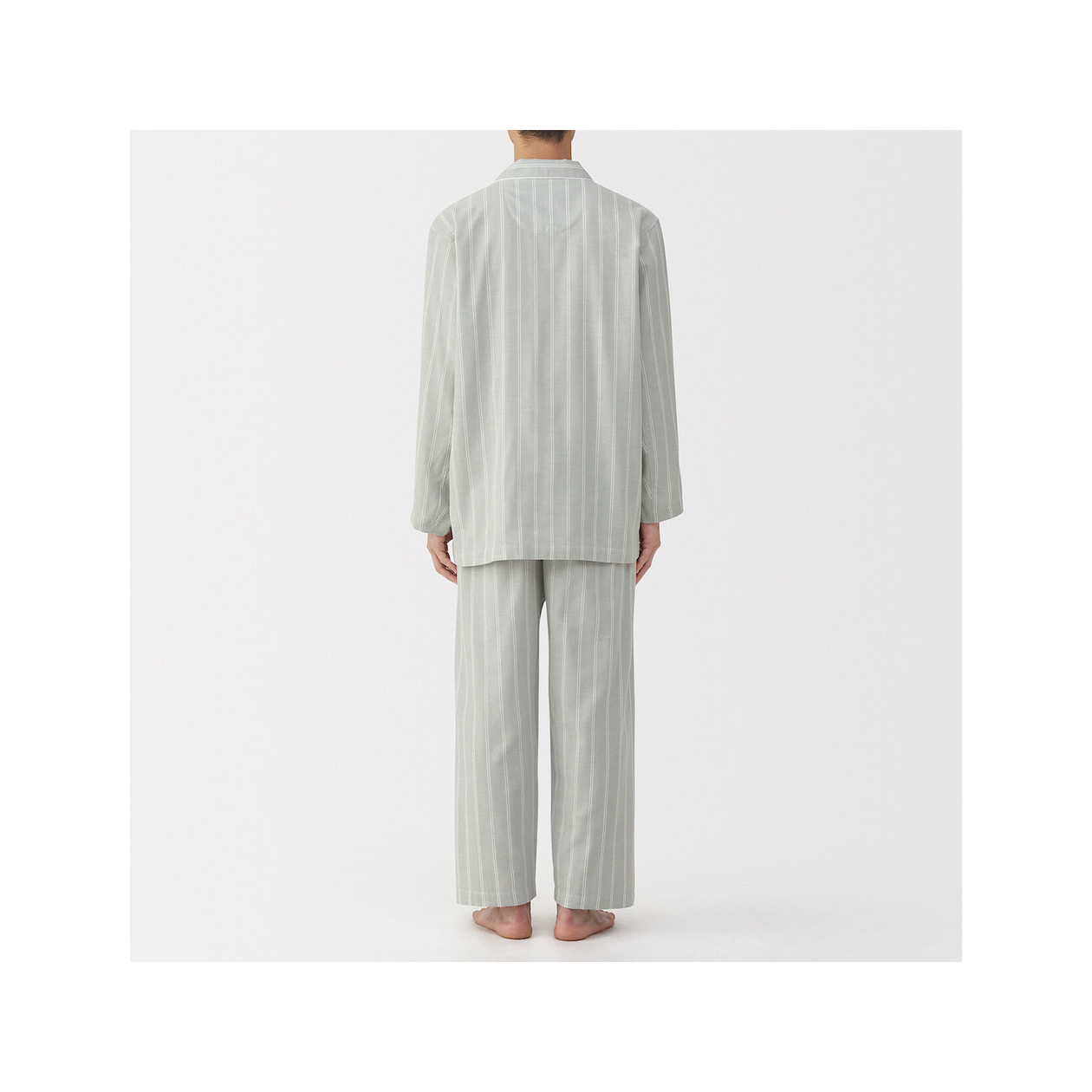 Piżama męska double gauze w paski zielona