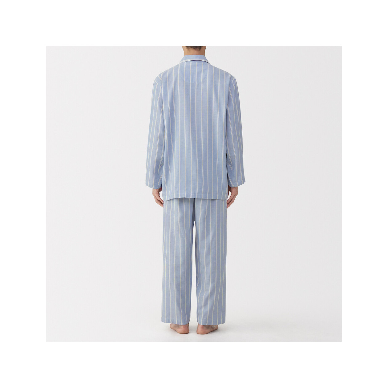 Piżama męska double gauze w paski błękitna