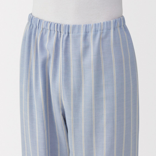 Piżama męska double gauze w paski błękitna