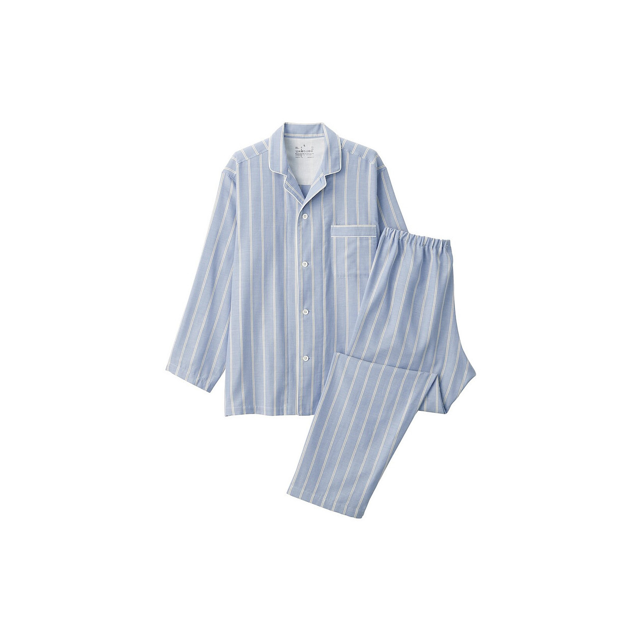 Piżama męska double gauze w paski błękitna