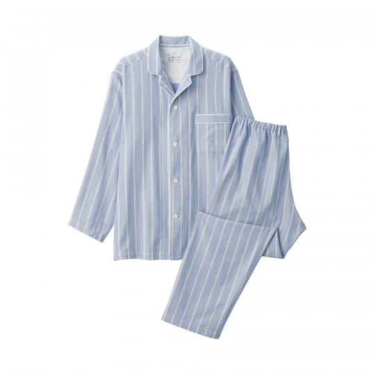 Piżama męska double gauze w paski błękitna