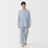 Piżama męska double gauze w paski błękitna
