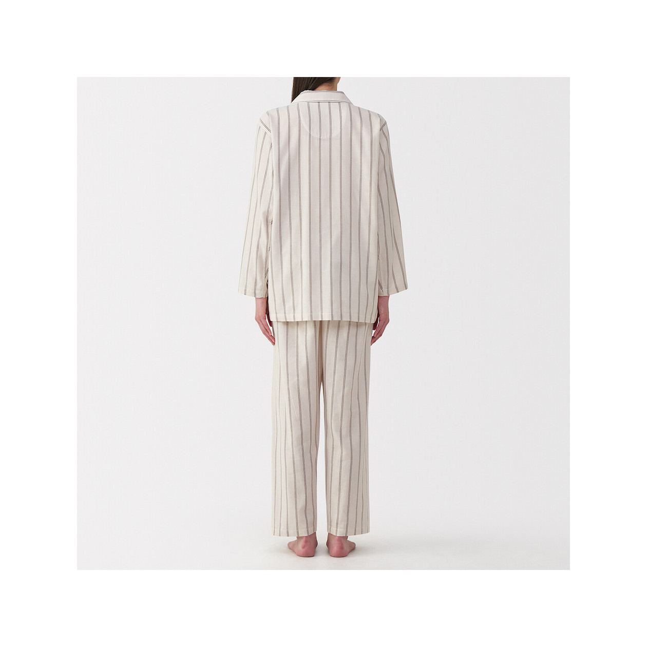 Piżama damska double gauze w paski beżowa