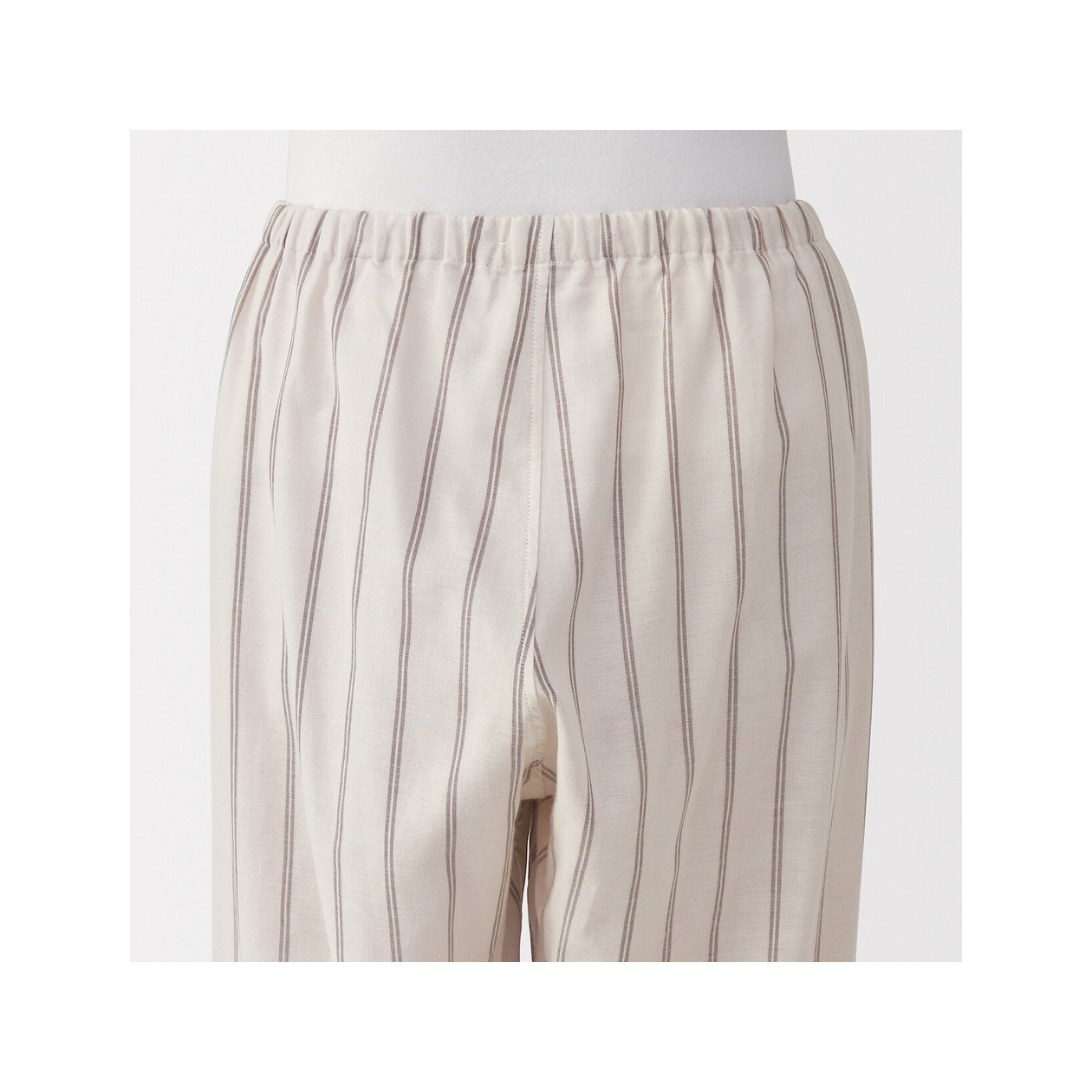 Piżama damska double gauze w paski beżowa