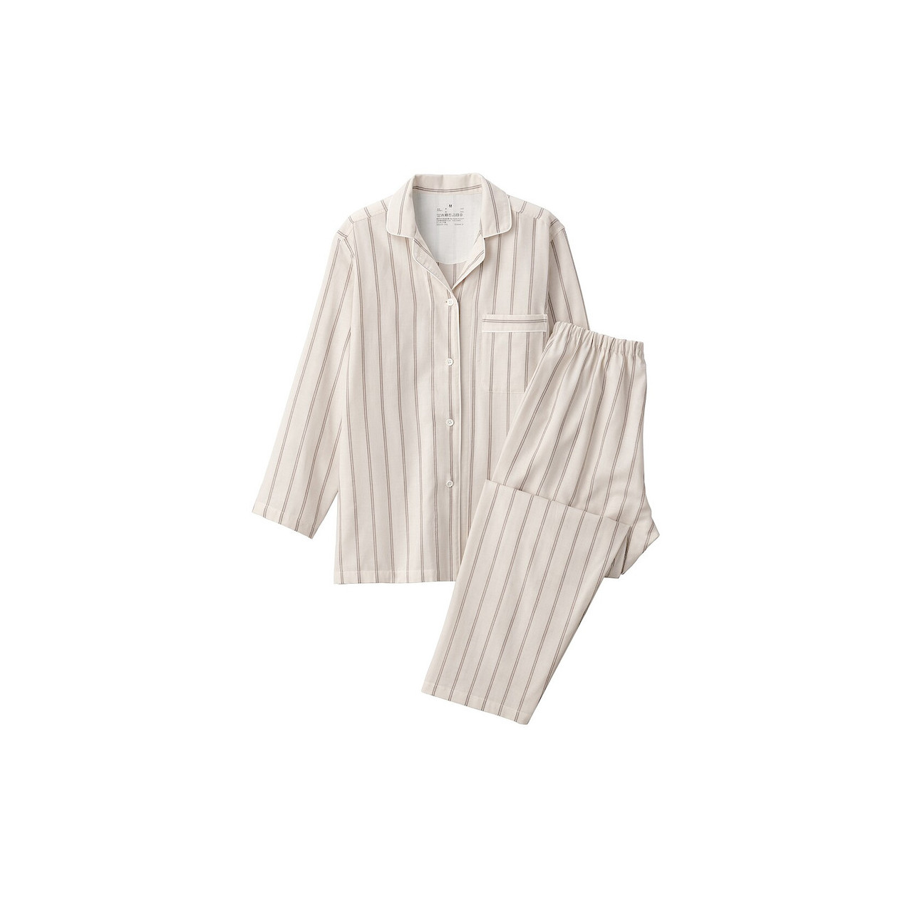 Piżama damska double gauze w paski beżowa