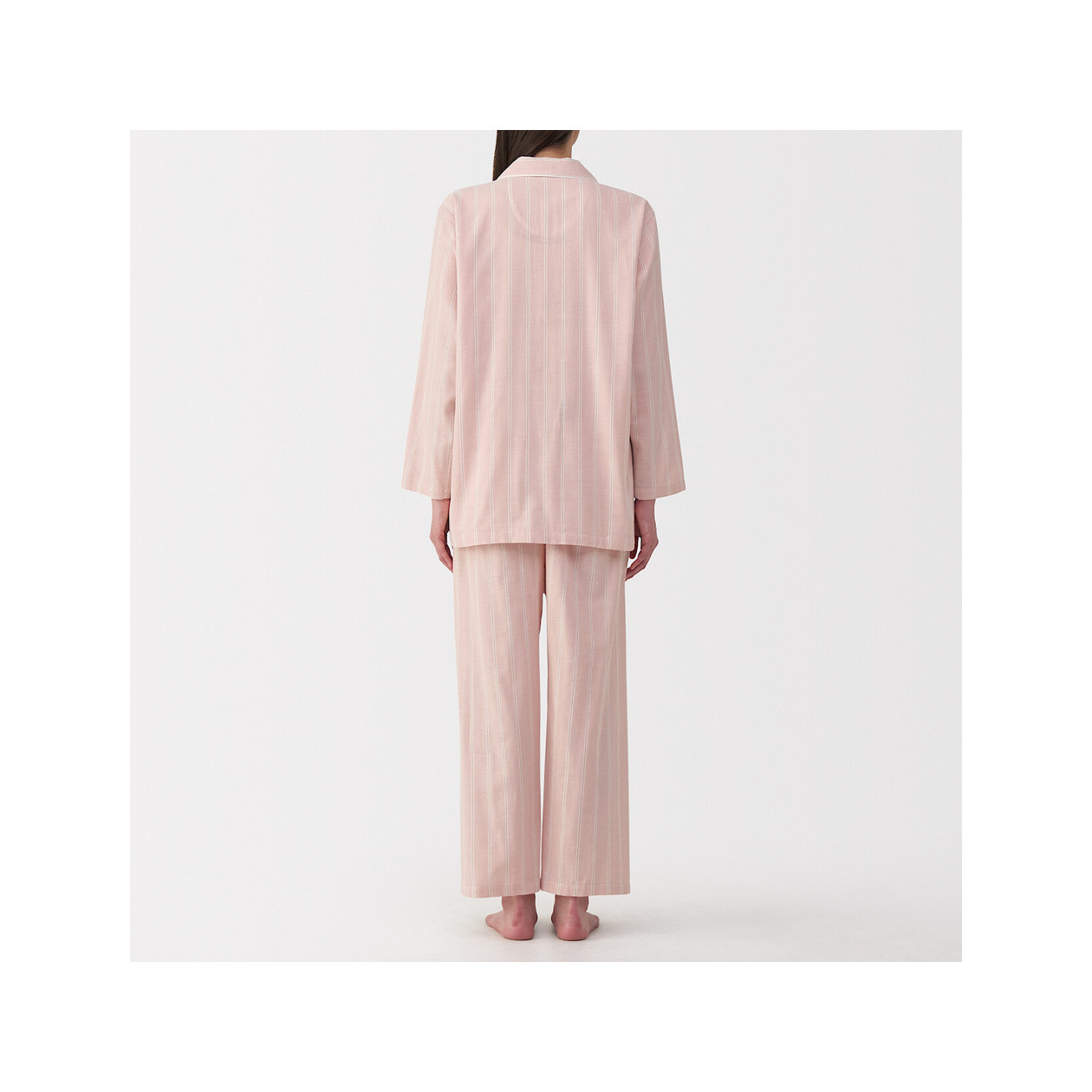Piżama damska double gauze w paski różowa