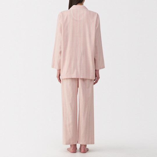 Piżama damska double gauze w paski różowa