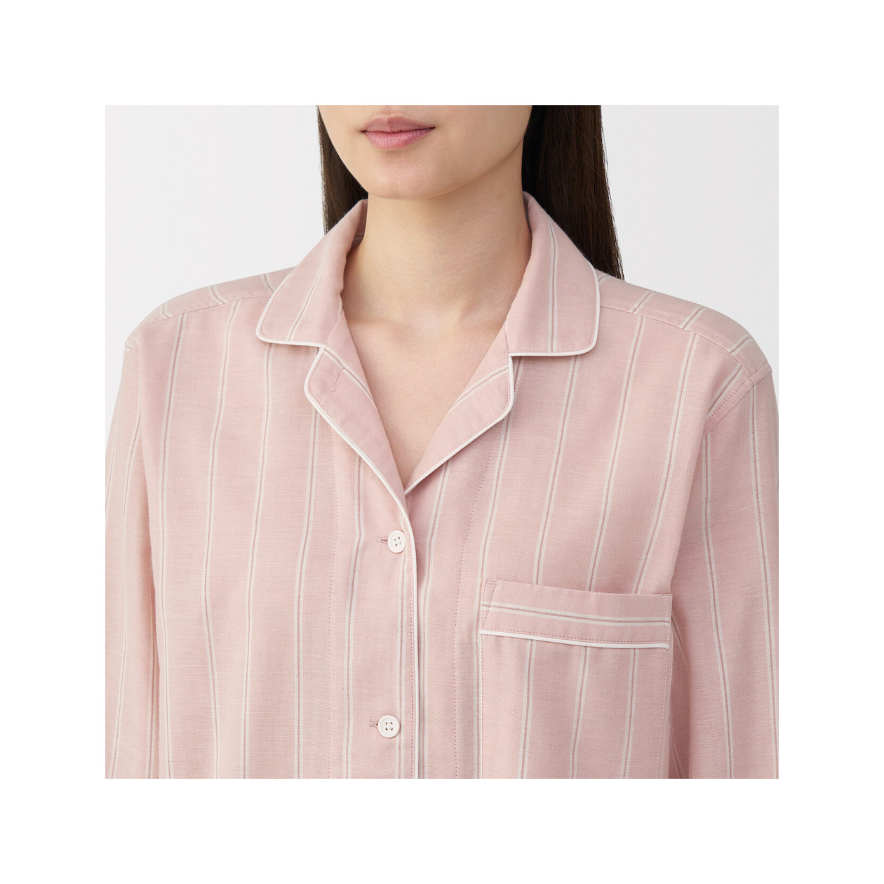 Piżama damska double gauze w paski różowa