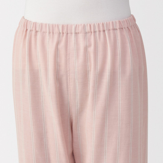 Piżama damska double gauze w paski różowa