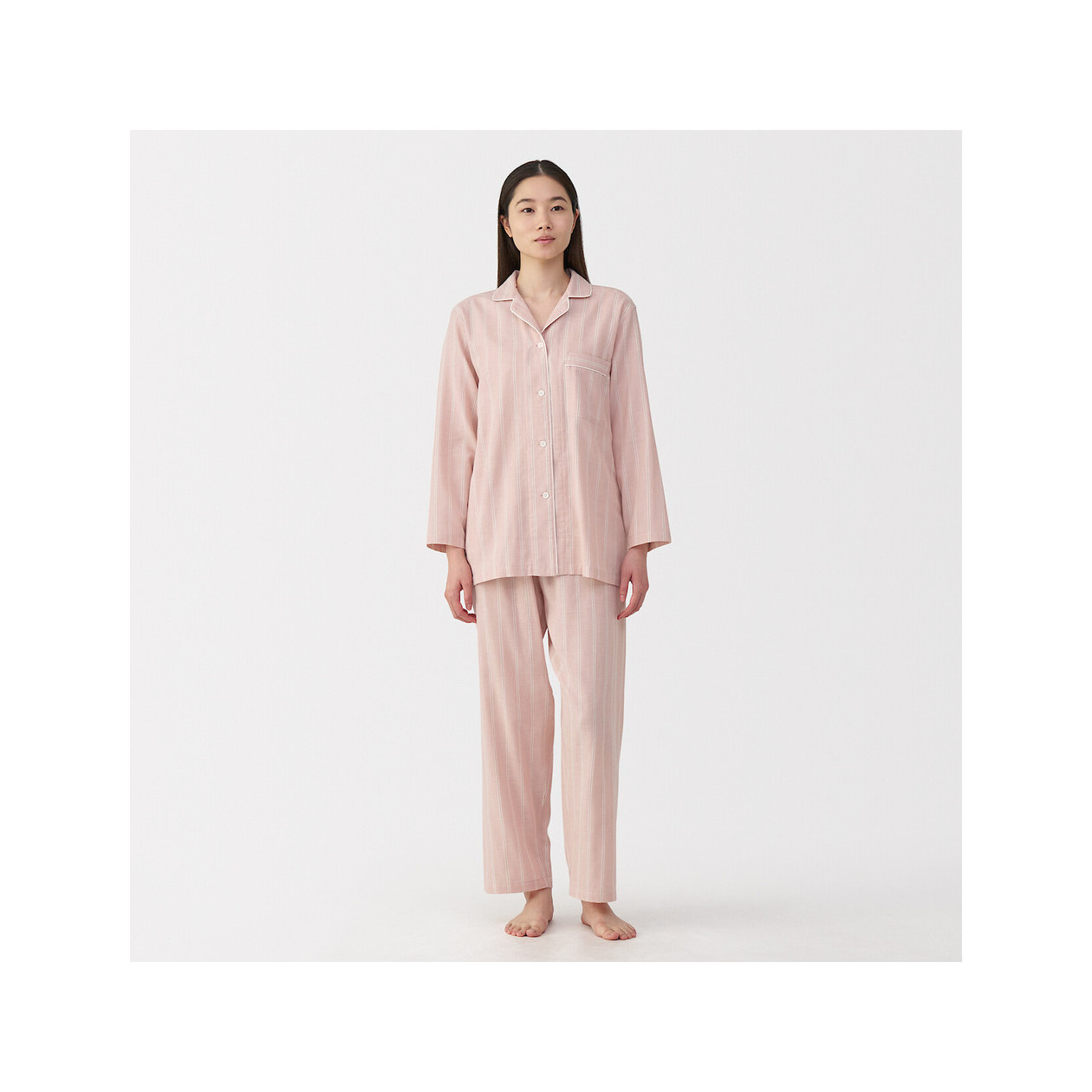 Piżama damska double gauze w paski różowa