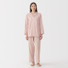 Piżama damska double gauze w paski różowa