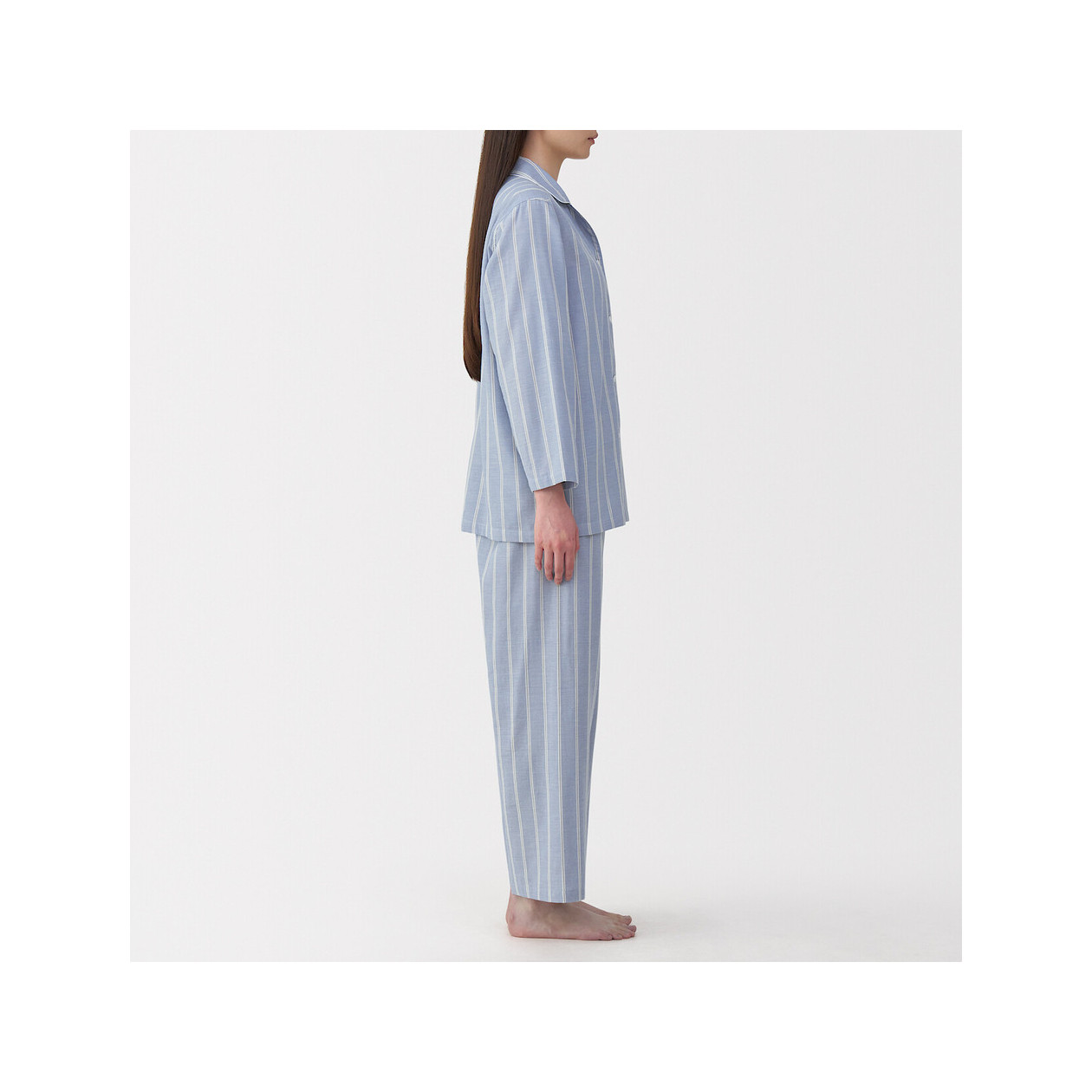 Piżama damska double gauze w paski błękitna