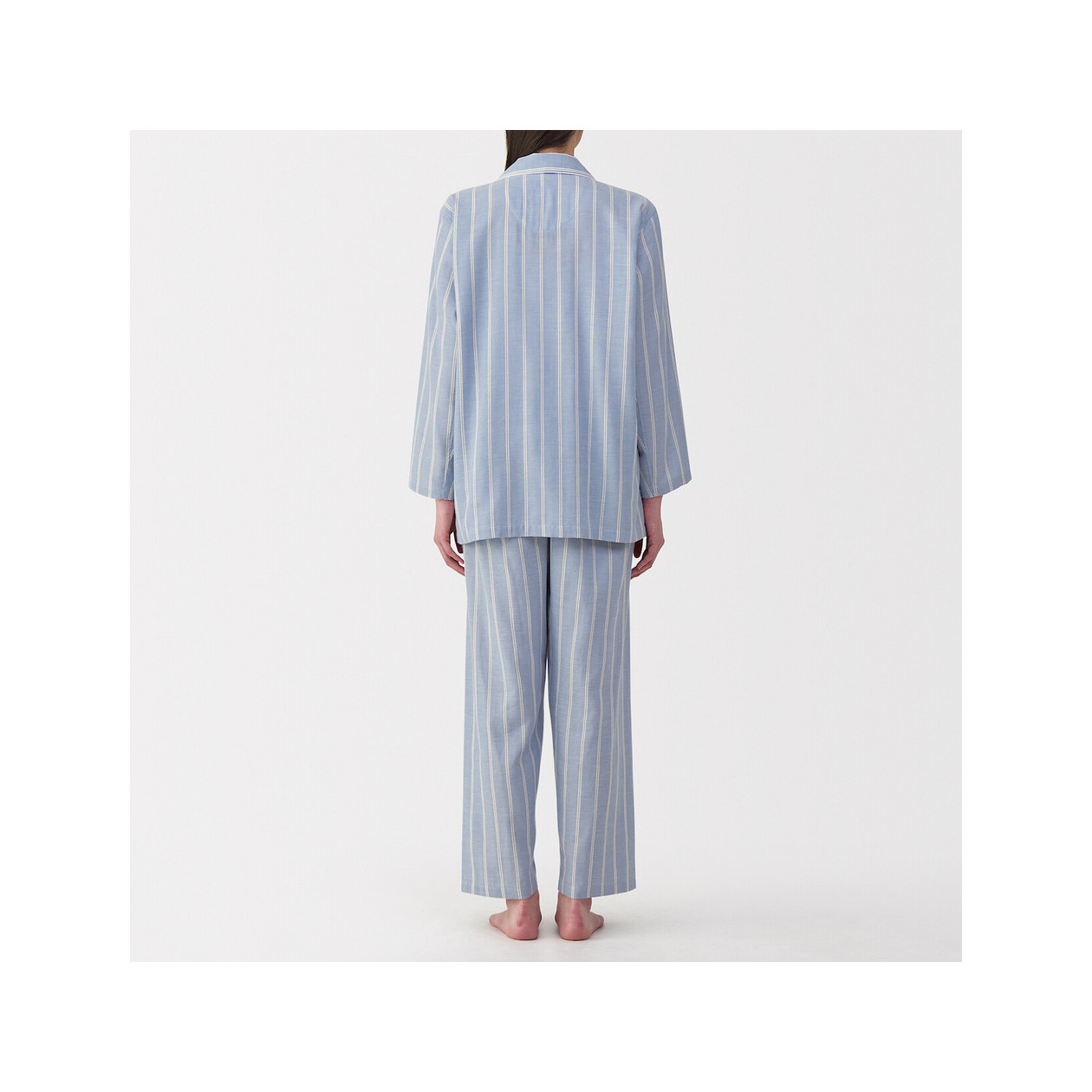 Piżama damska double gauze w paski błękitna
