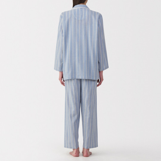 Piżama damska double gauze w paski błękitna