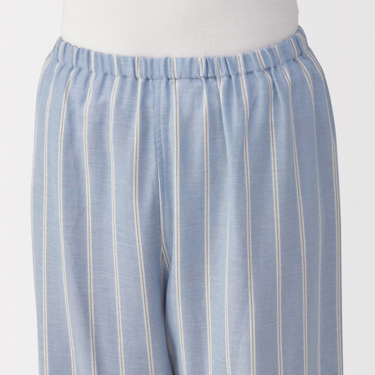 Piżama damska double gauze w paski błękitna