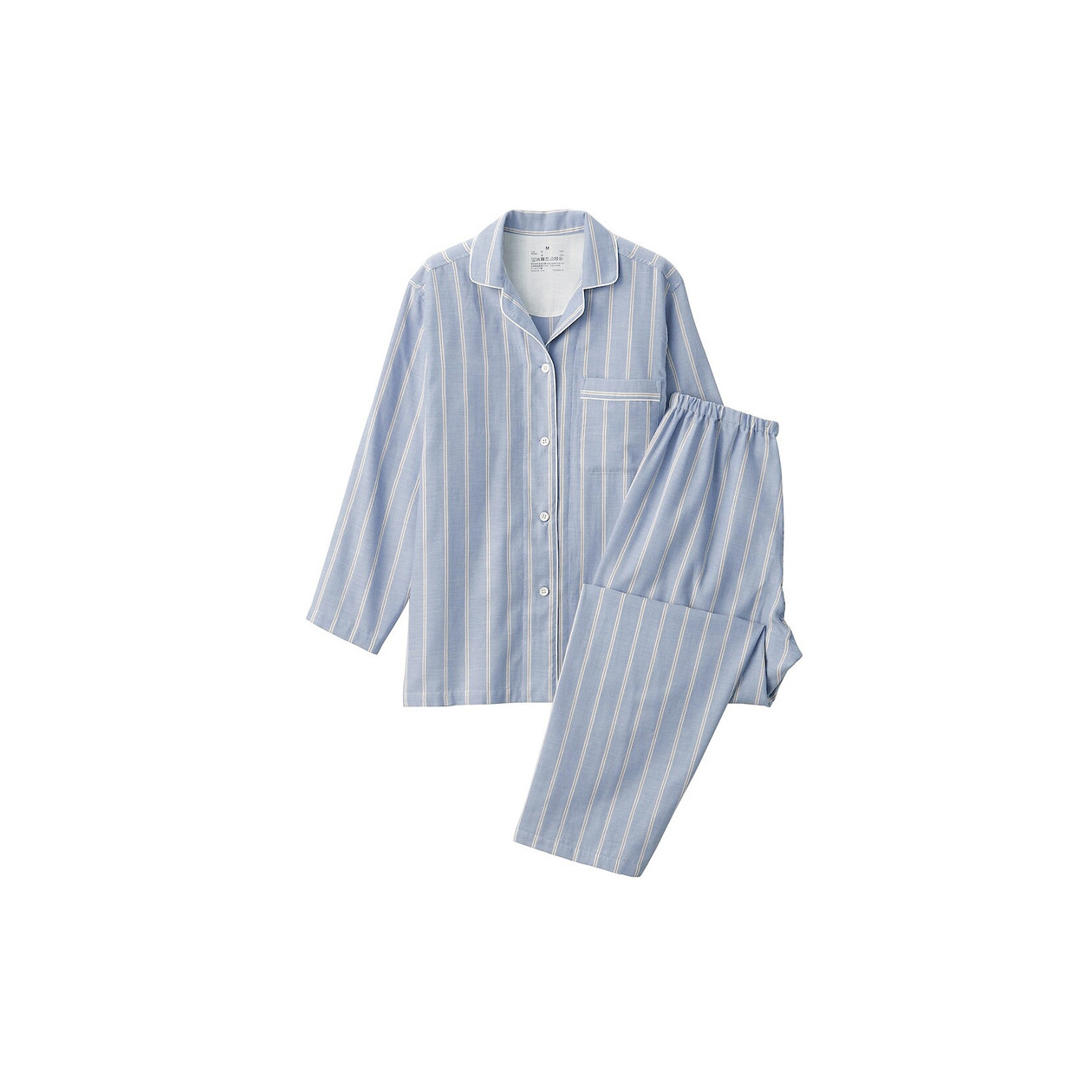 Piżama damska double gauze w paski błękitna