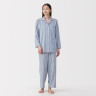 Piżama damska double gauze w paski błękitna