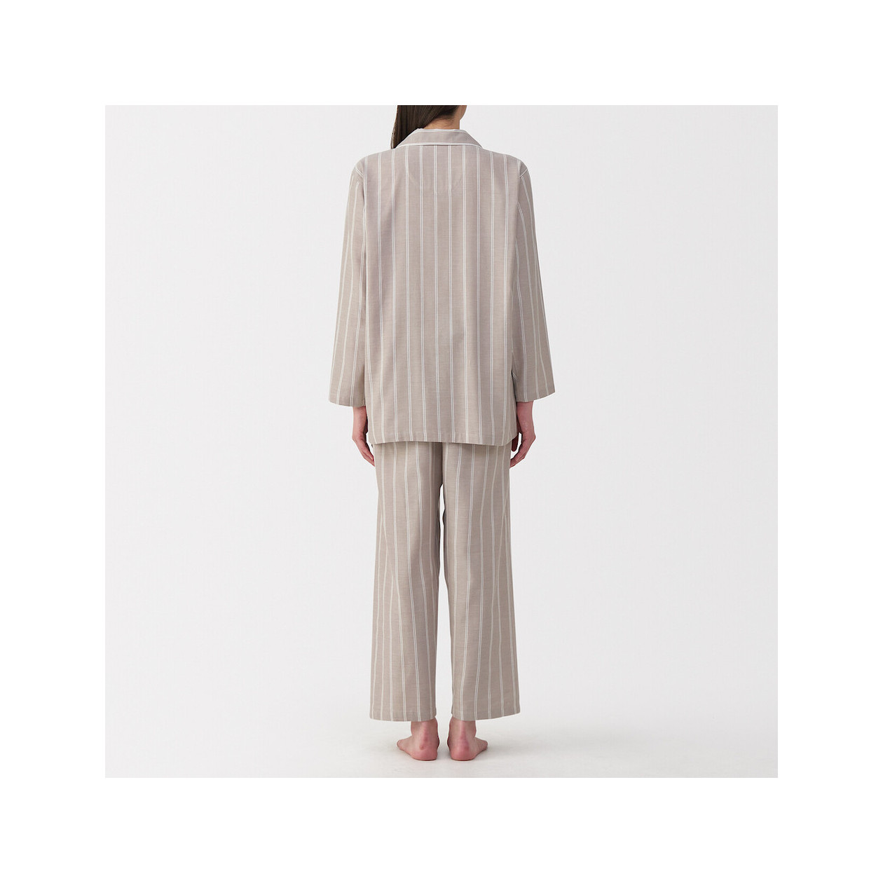 Piżama damska double gauze w paski brązowa