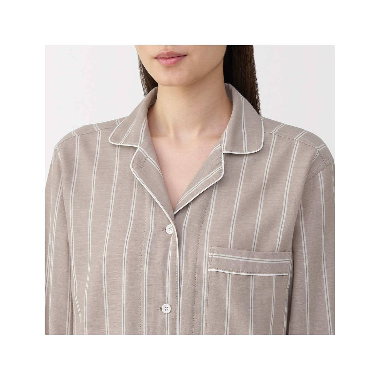 Piżama damska double gauze w paski brązowa