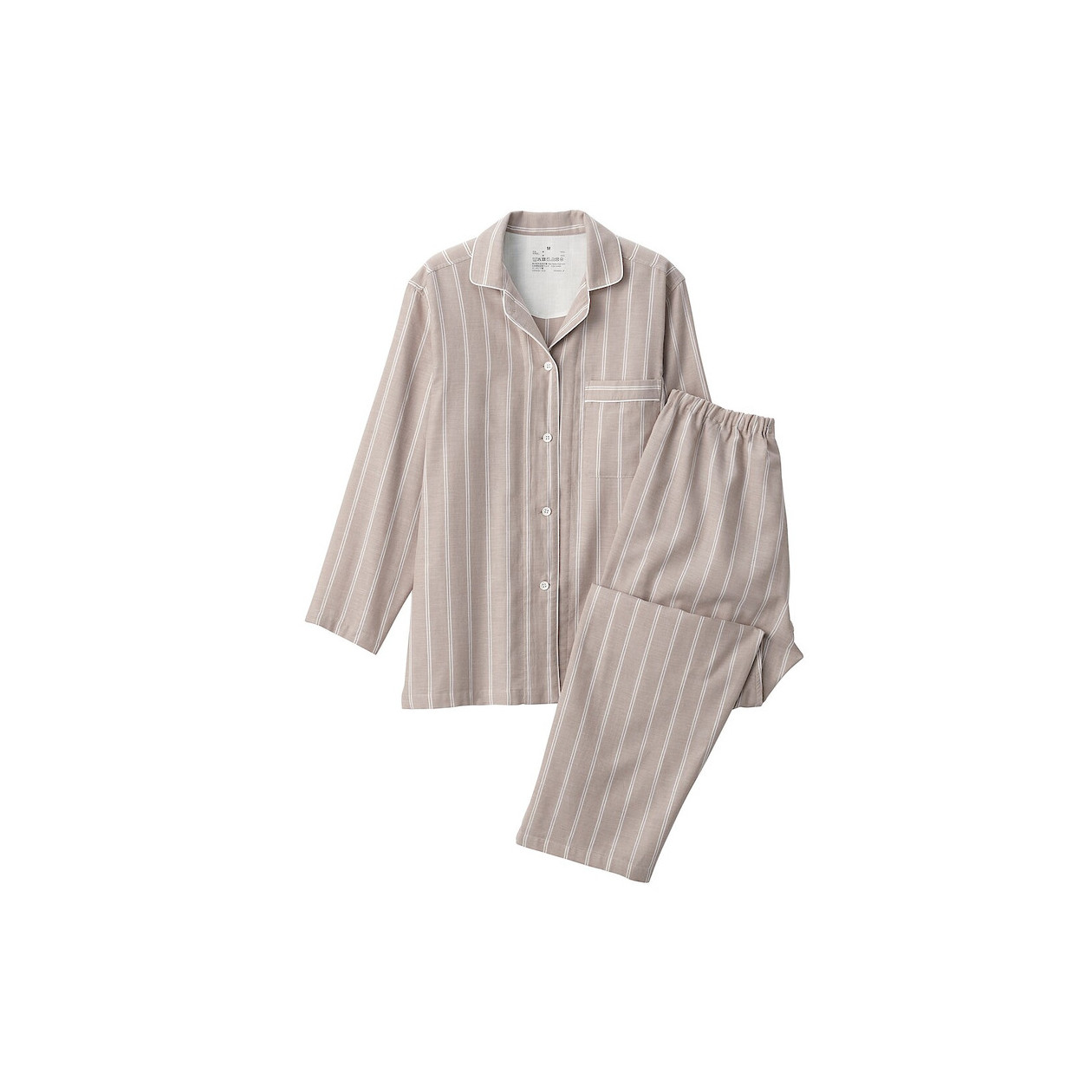 Piżama damska double gauze w paski brązowa