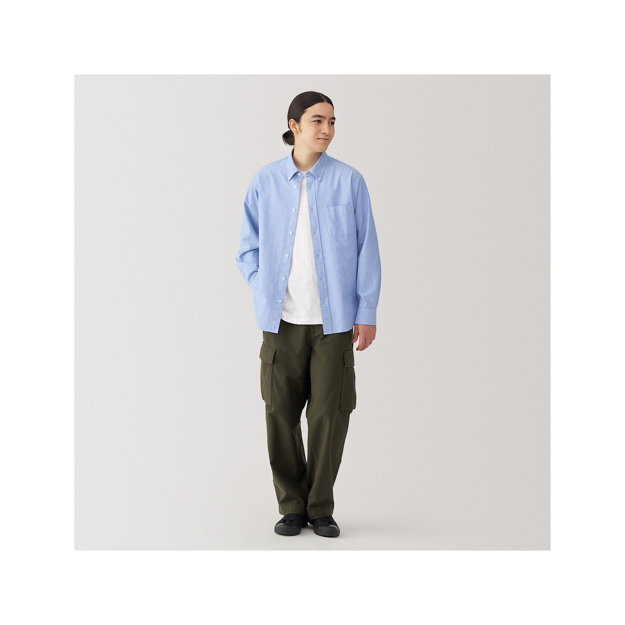 Koszula z bawełny oxford błękitna