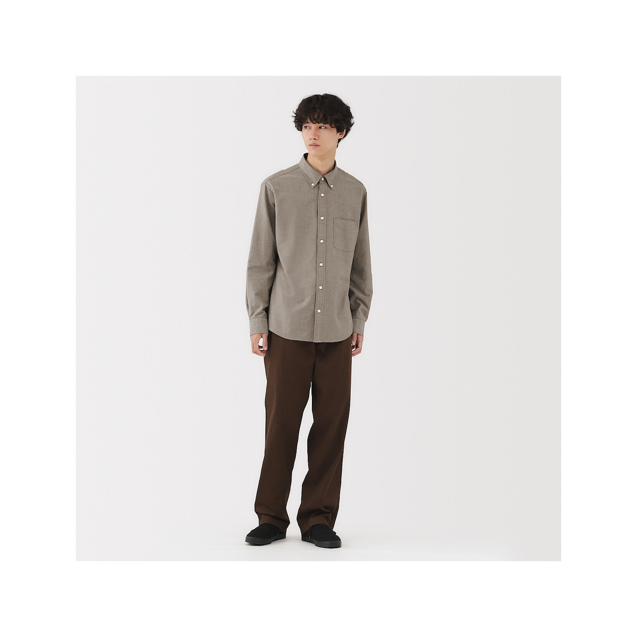 Koszula z bawełny oxford szarobrązowa