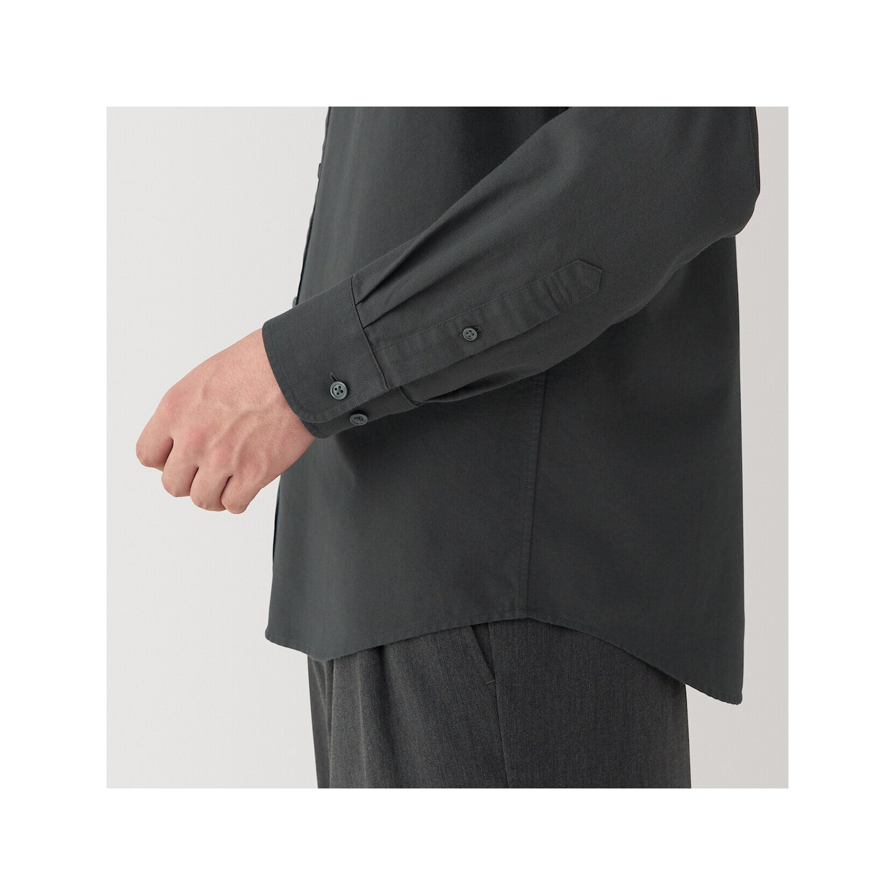 Koszula z bawełny oxford ze stójką szara