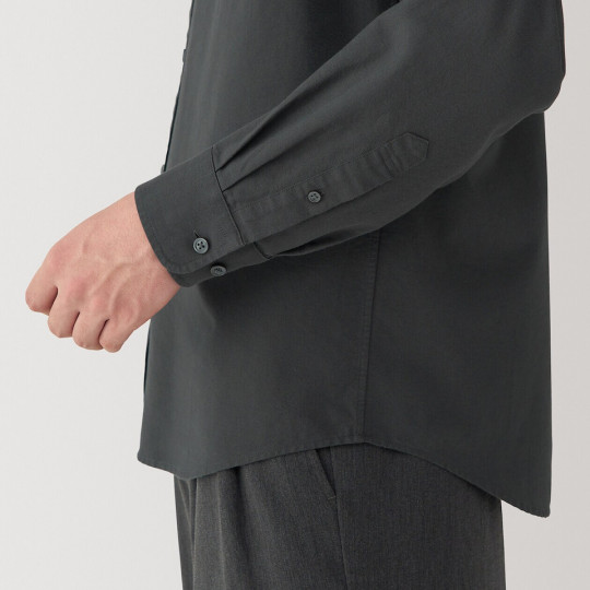 Koszula z bawełny oxford ze stójką szara