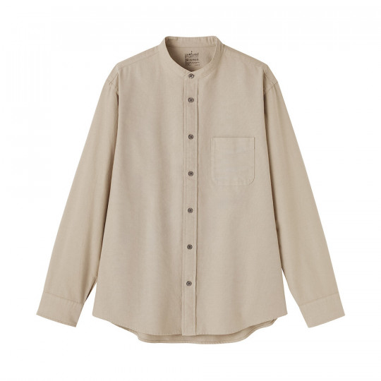 Koszula z bawełny oxford ze stójką beżowa