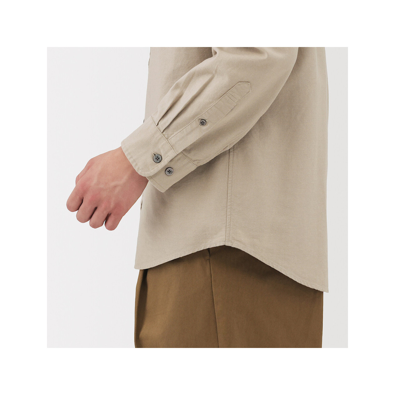 Koszula z bawełny oxford ze stójką khaki