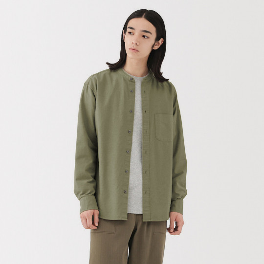 Koszula z bawełny oxford ze stójką khaki