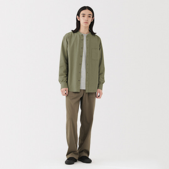 Koszula z bawełny oxford ze stójką khaki