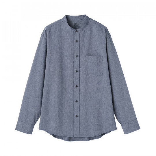 Koszula z bawełny oxford ze stójką granatowa