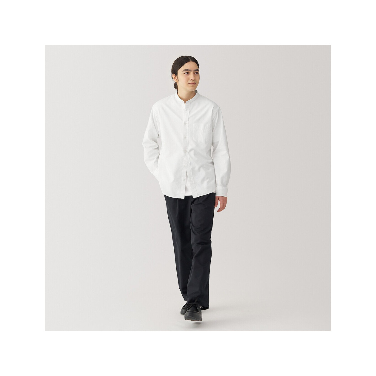 Koszula z bawełny oxford ze stójką biała