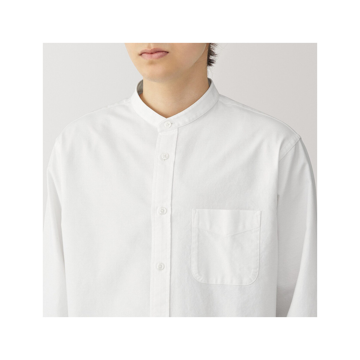 Koszula z bawełny oxford ze stójką biała