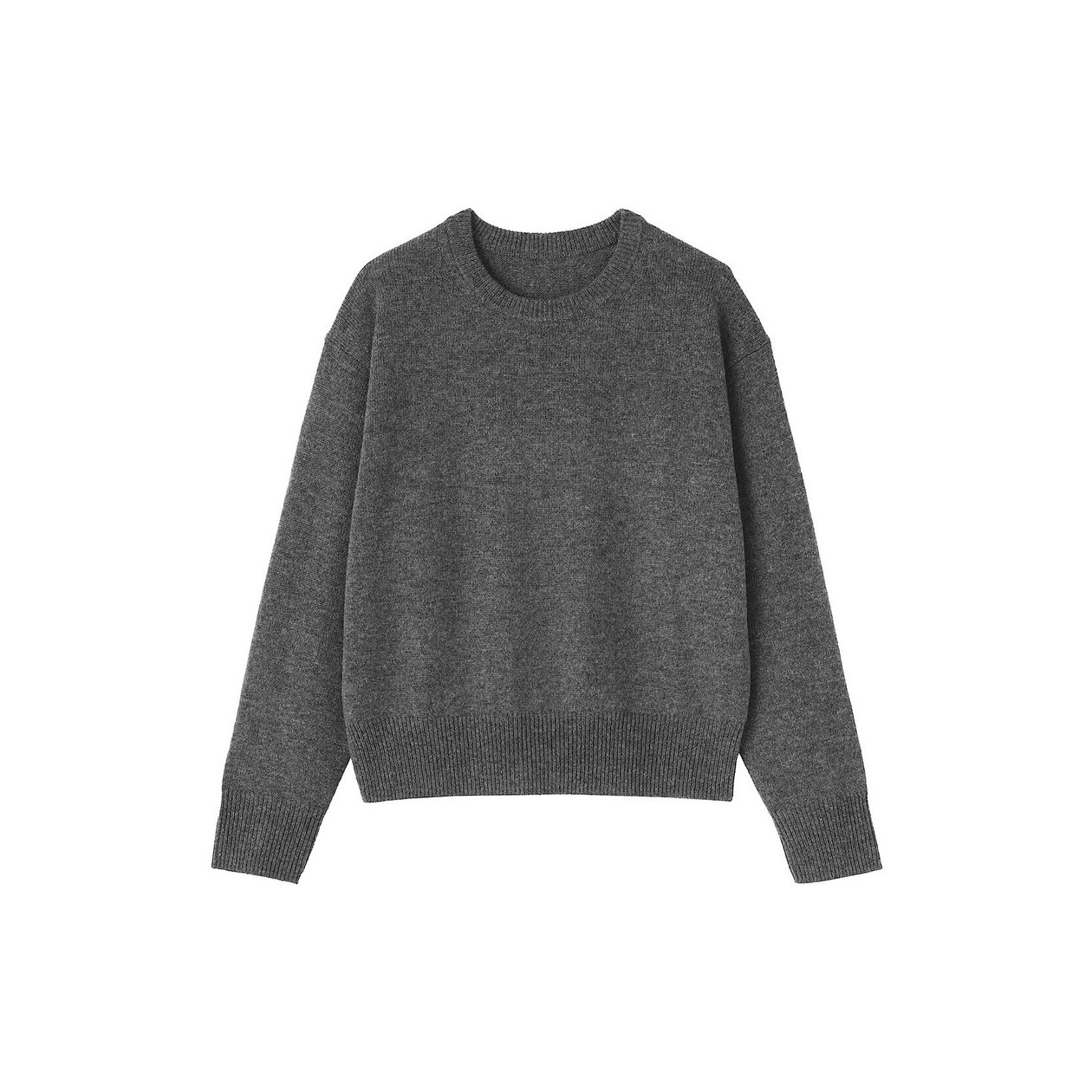 Sweter wełniany z dekoltem C grafitowy