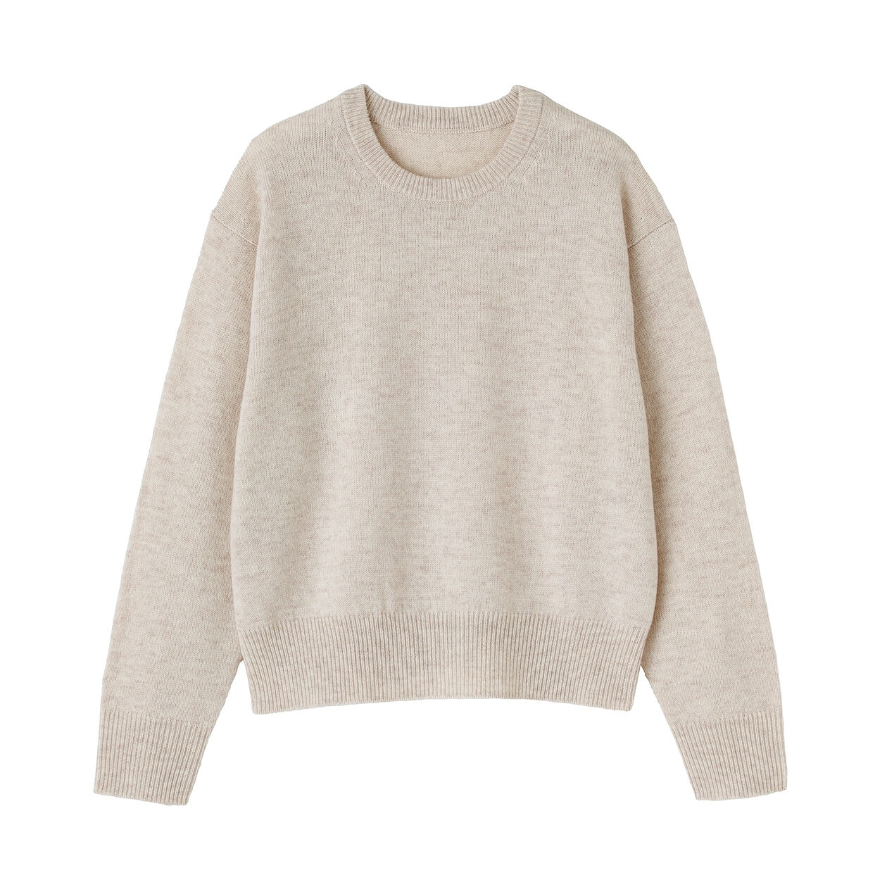 Sweter wełniany z dekoltem C beżowy