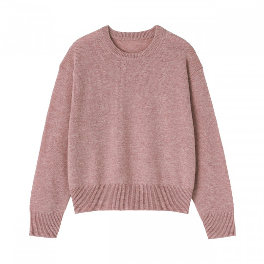 Sweter wełniany z dekoltem C różowy