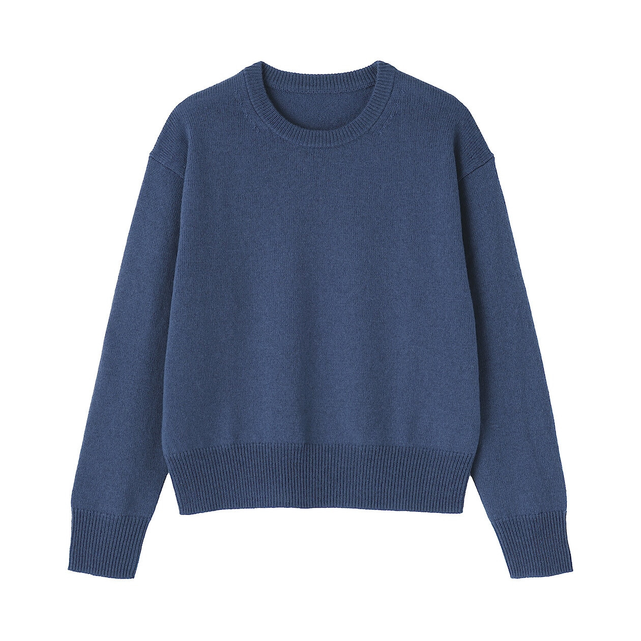 Sweter wełniany z dekoltem C niebieski