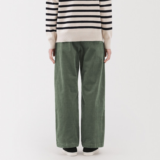 Spodnie sztruksowe easy fit szerokie zielone